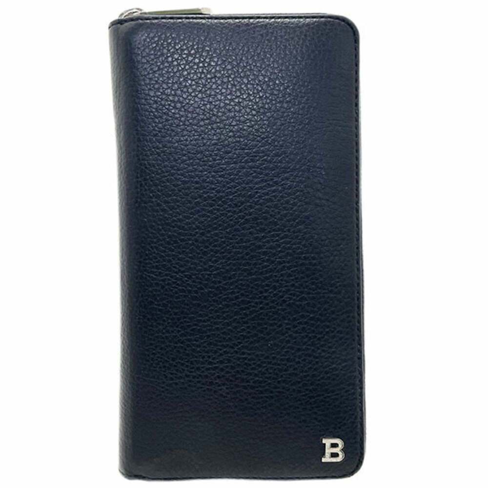 Bally B Round Long Wallet, Leather, Black, Men's Wallet KK-17351